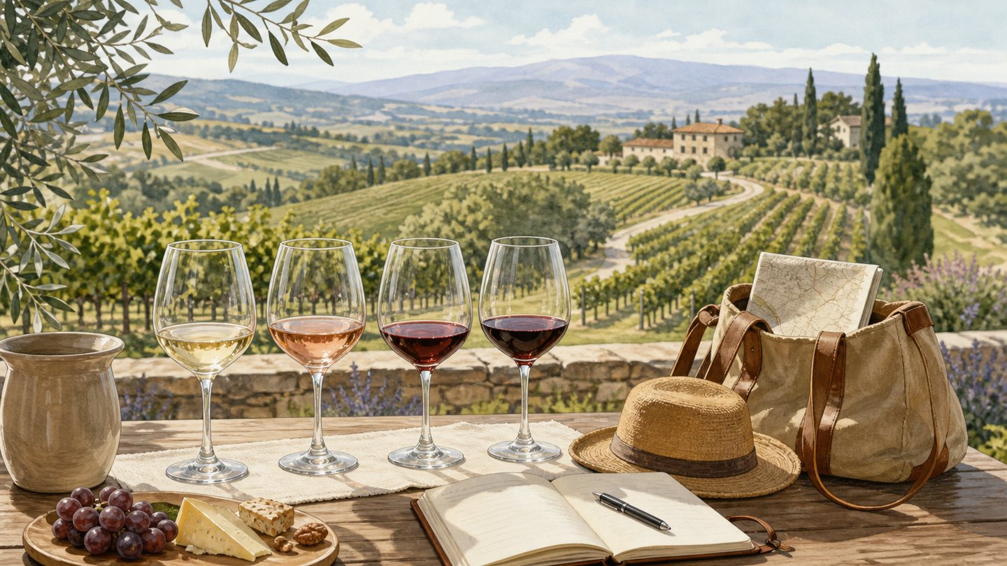 Supporting editorial scene for A Practical Guide to Vineyards, Wineries, Wine Tasting, and Wine-Country Travel